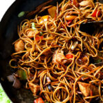 easy chicken lo mein in wok