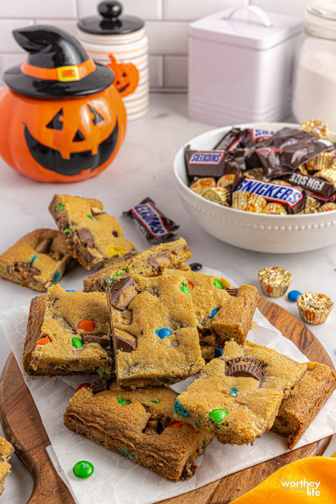 cookie bars stacked on top of each other