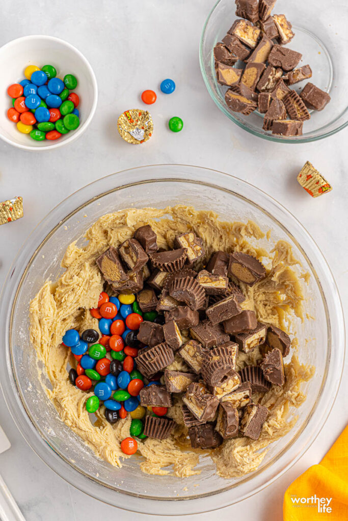 chopped chocolate candy in clear bowl