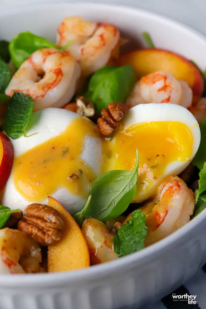 jammy eggs in summer salad