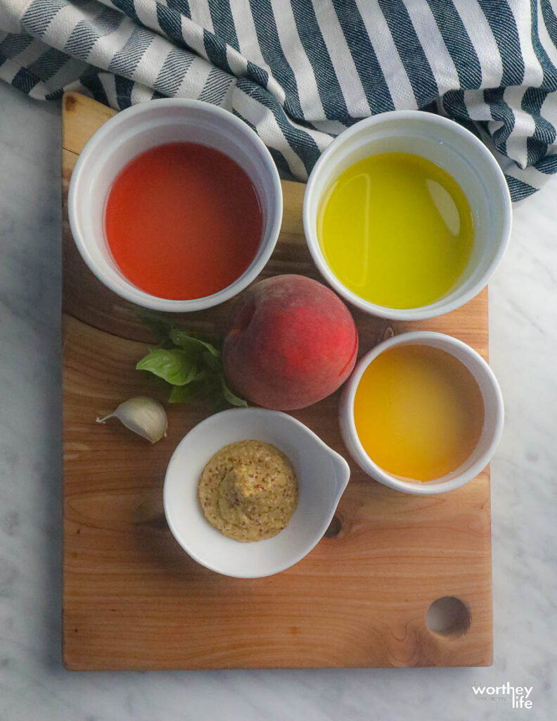 ingredients for our peach vinaigrette