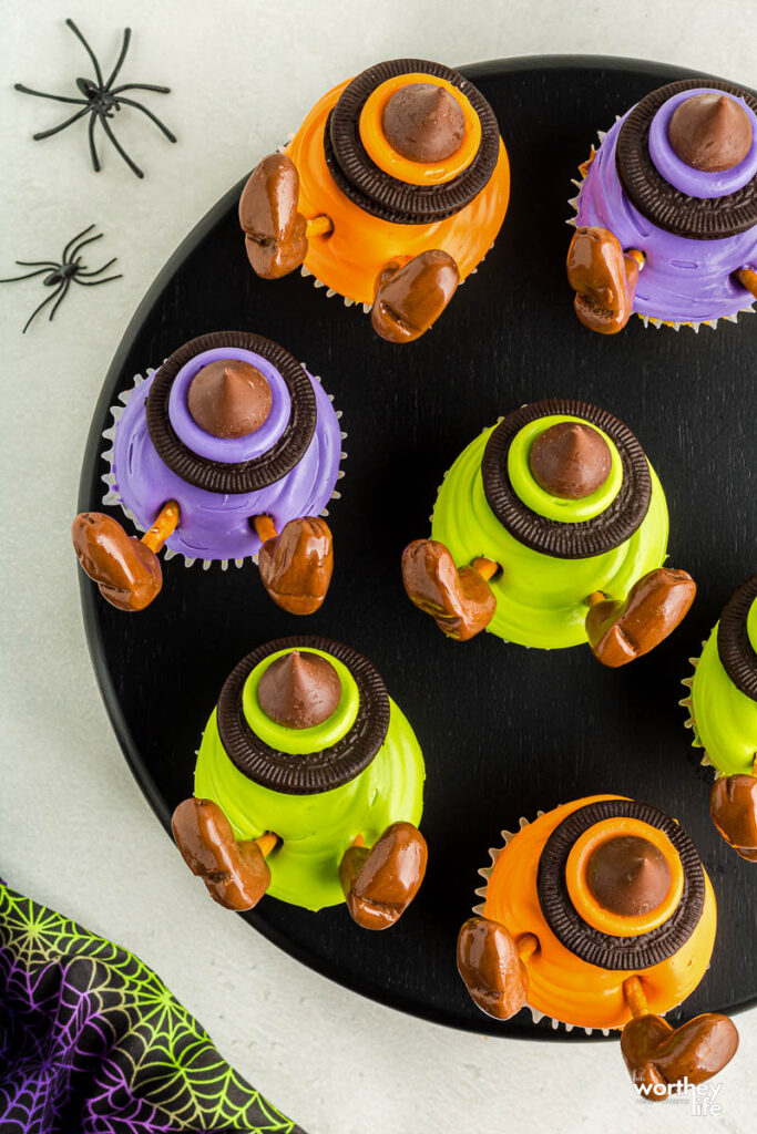 Witches Cupcakes on black platter