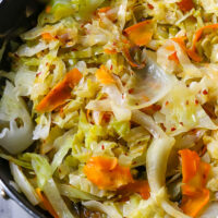 fried cabbage and carrots seasoned with red pepper flakes