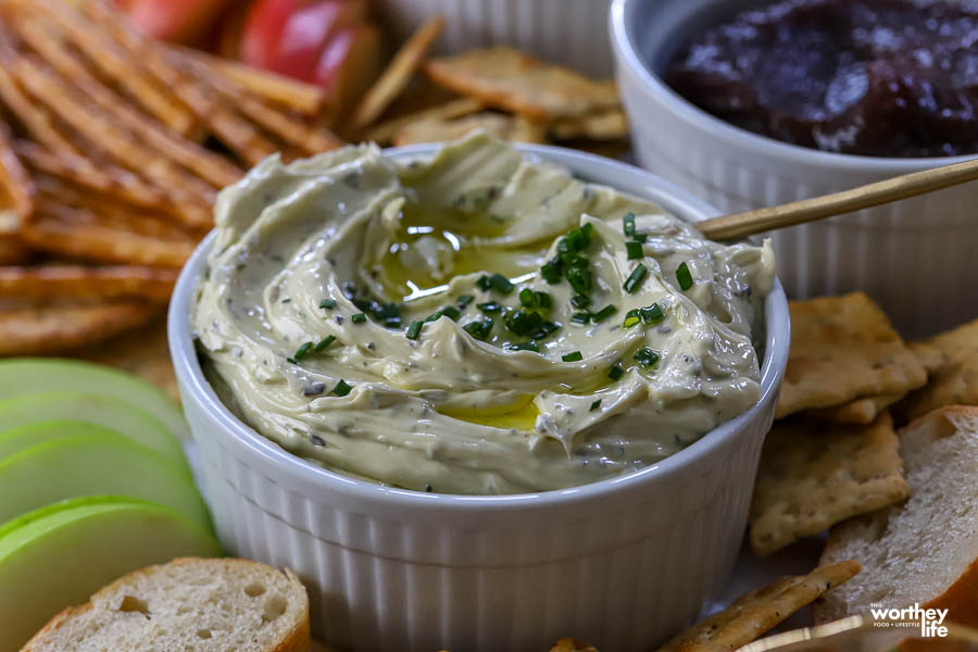 herb butter in a white ramekin