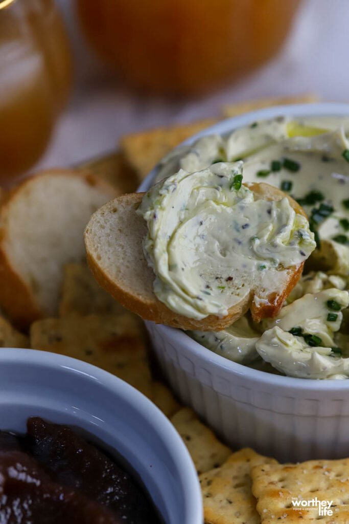 Herb Butter Recipe with piece of toast