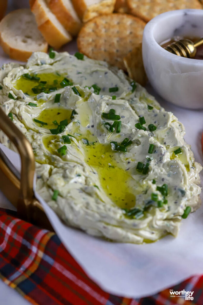 herb butter on white board for butter board