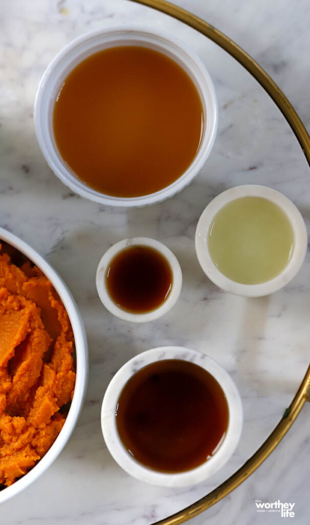 the wet ingredients for making pumpkin butter