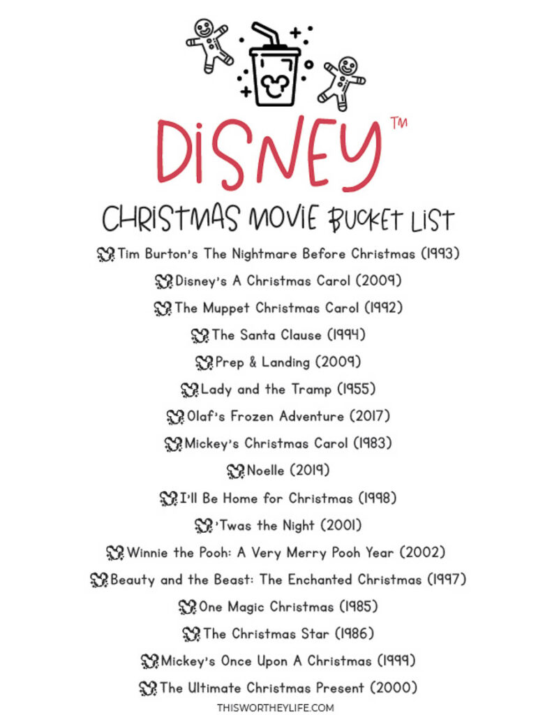 Disney Christmas Movie Bucket List