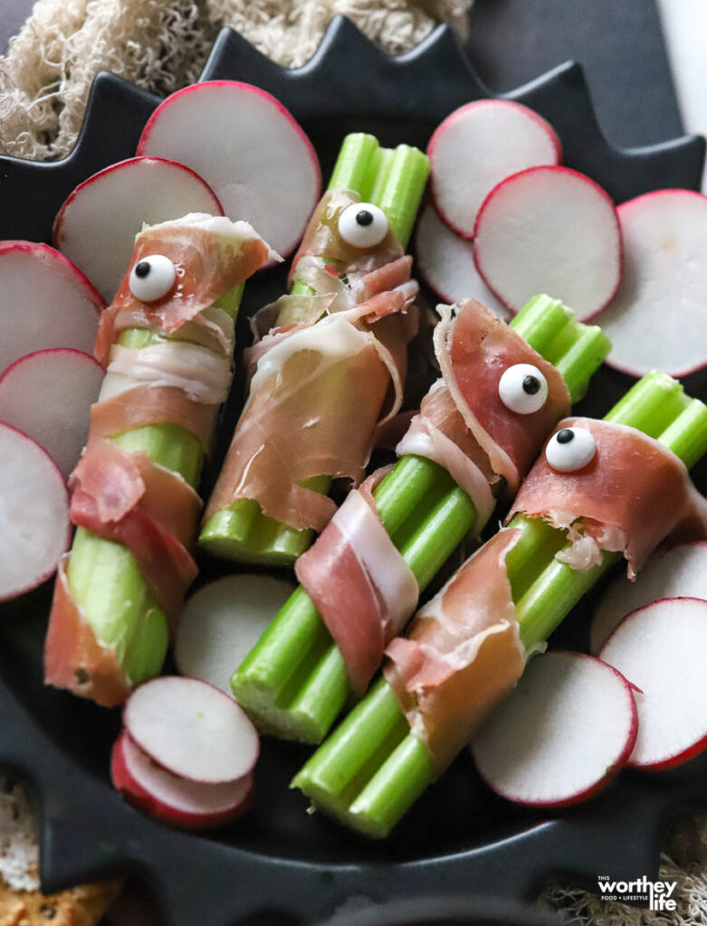 Celery & Proscuitto One-Eyed Ghouls