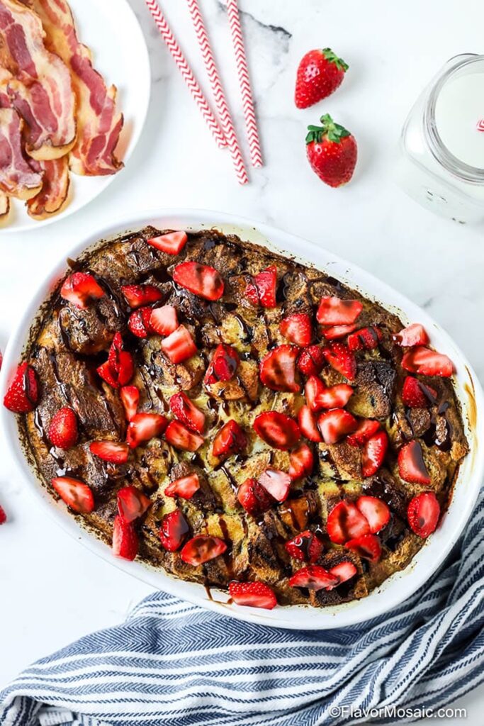 Chocolate Strawberry Toast Bake