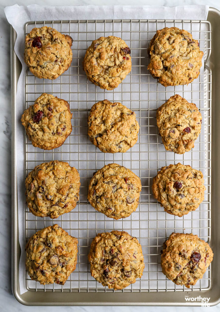 fresh baked cookies on a baking sheet