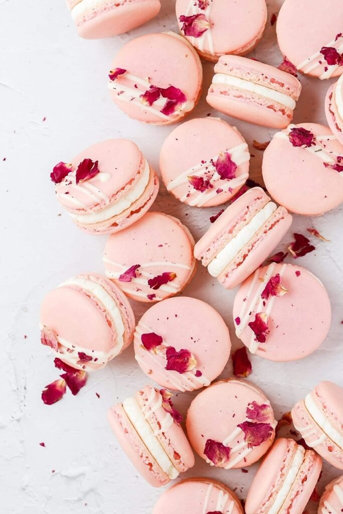 White Chocolate Pink Macarons