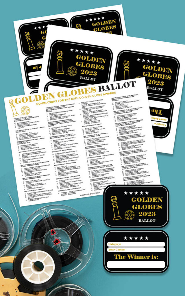 2023 Golden Globes Ballot checklist printable