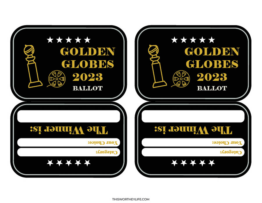 Free Golden Globes ballot card