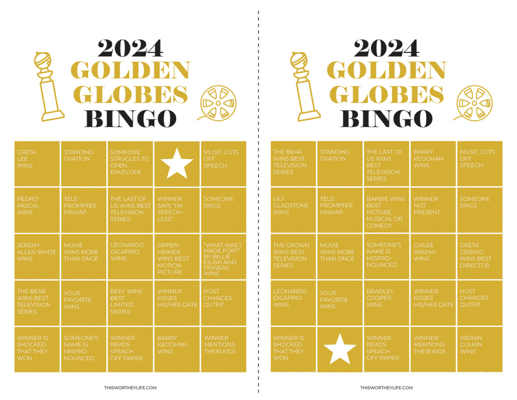 Free Golden Globes Bingo Printable