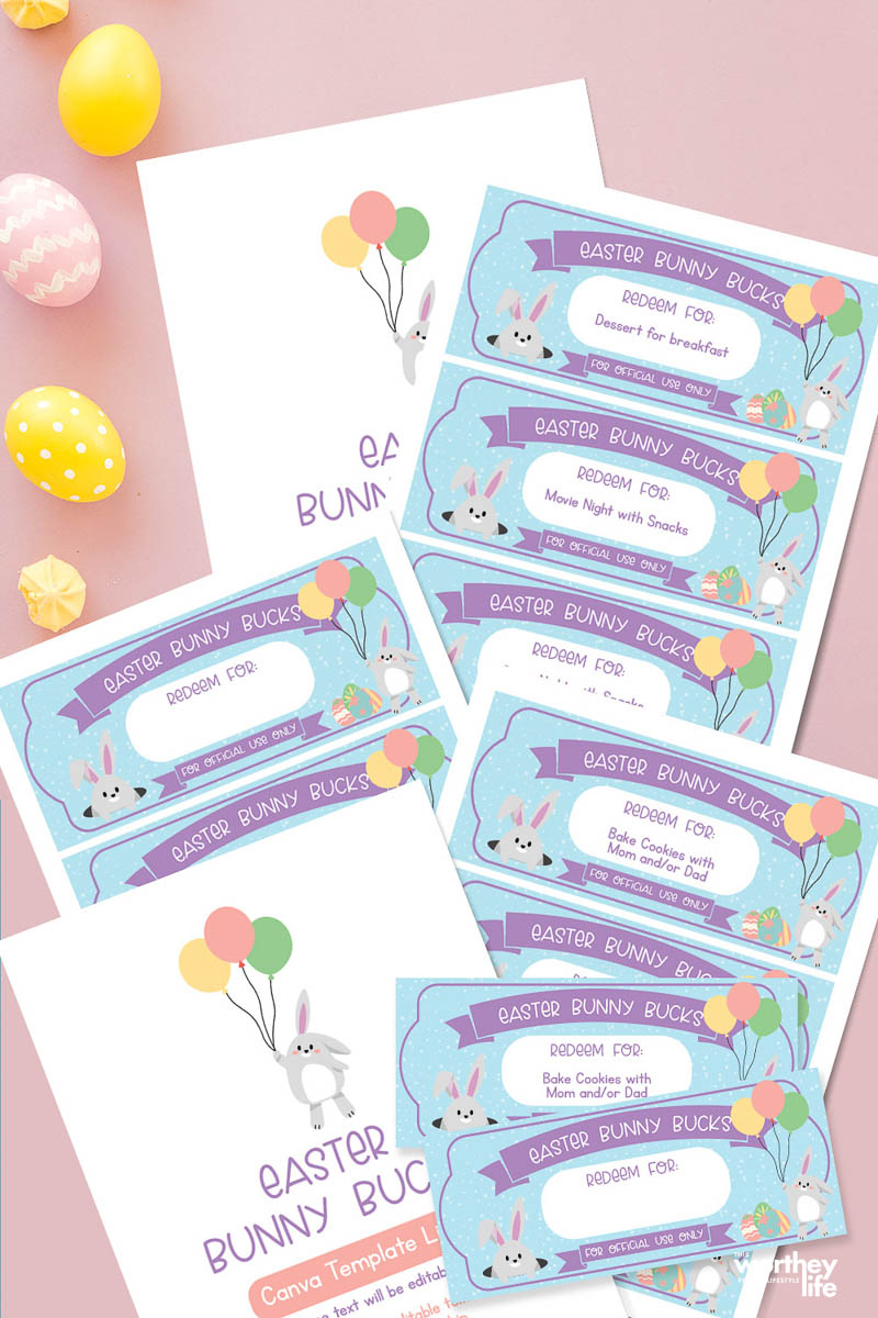 Free Bunny Bucks Printables to use for Easter