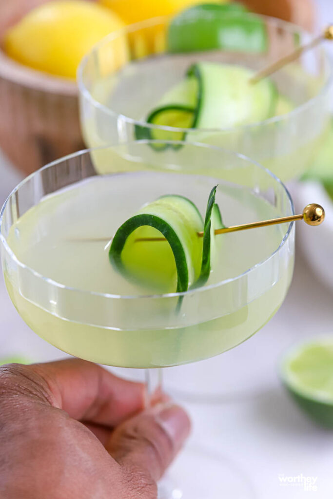 Gentleman hoding a Cucumber Gin Gimlet