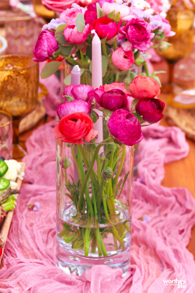 fresh flowers on spring tablescape
