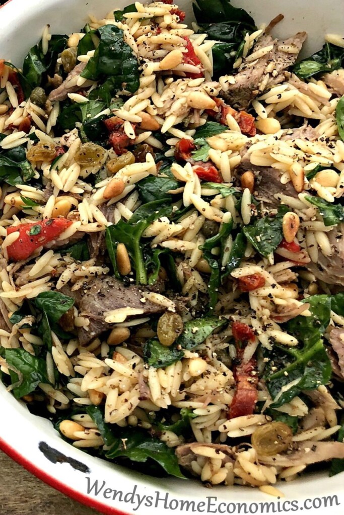 Pulled Pork Orzo Italian Salad  