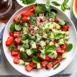 Watermelon Cucumber Basil Salad