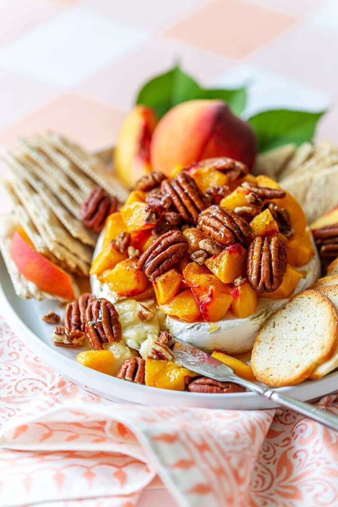 Peach Pecan Baked Brie