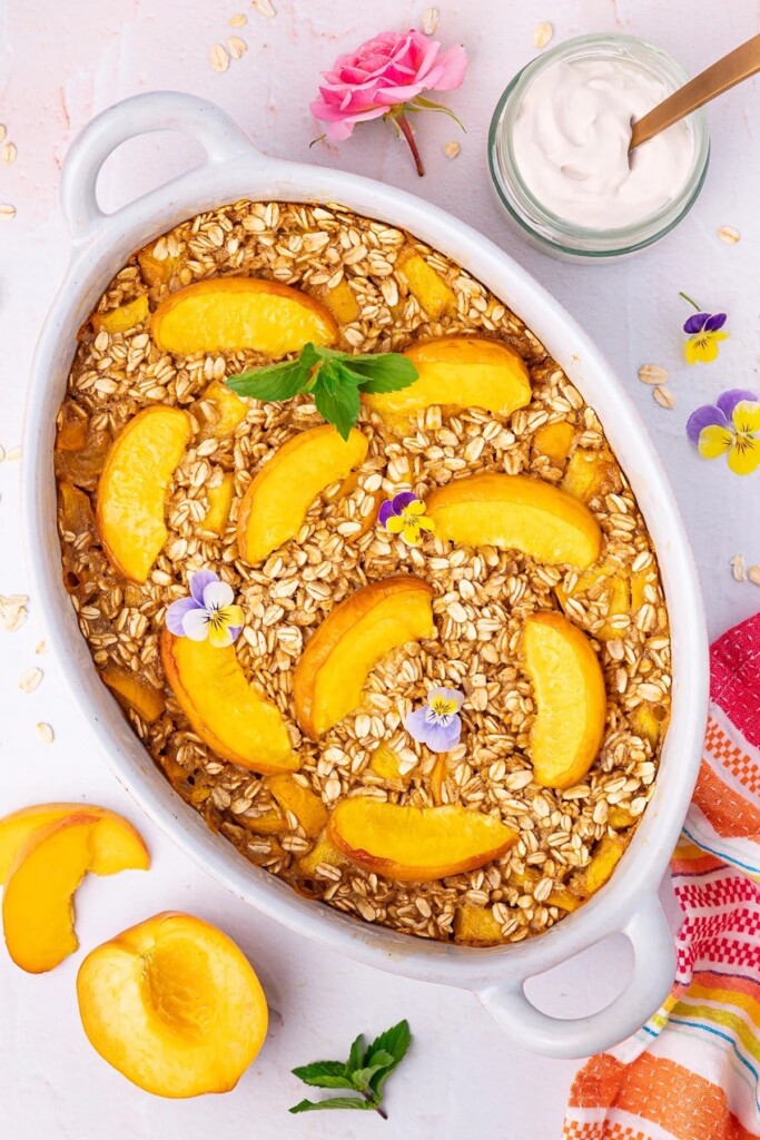 Peach Blueberry Oatmeal Bake  