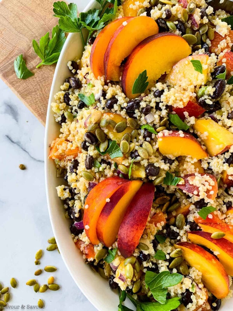 Quinoa Black Bean Salad with Peaches