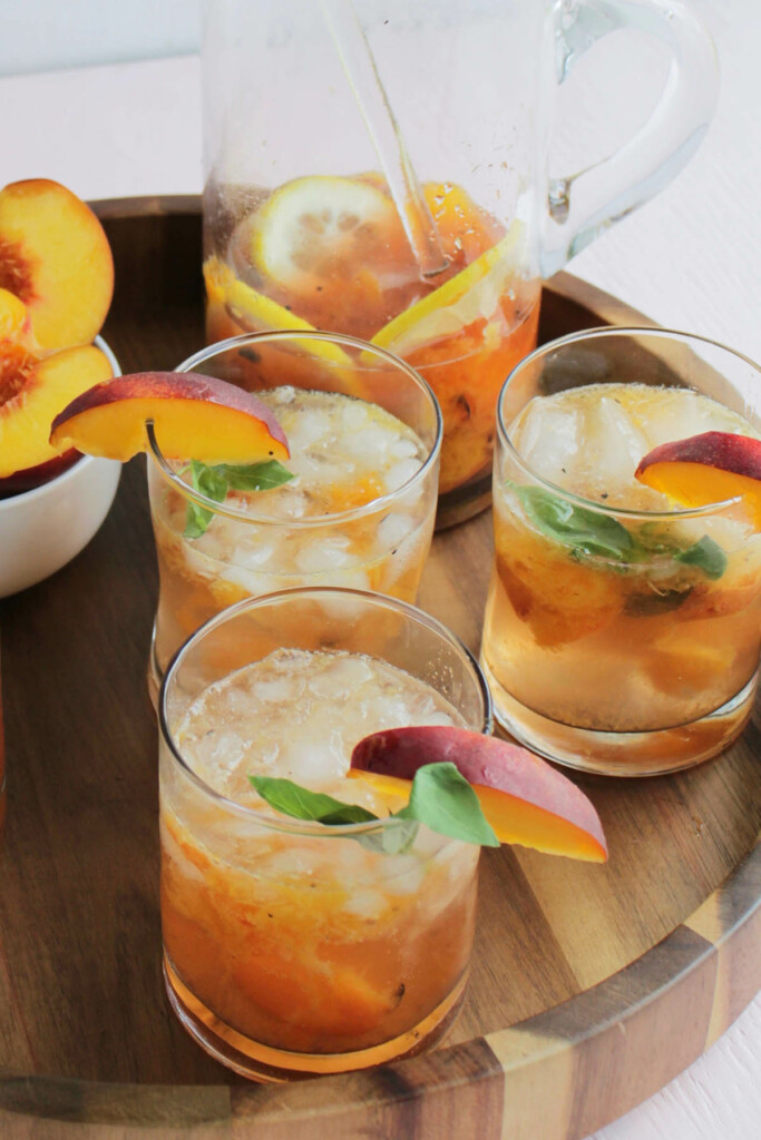 Peach and Basil Cocktail