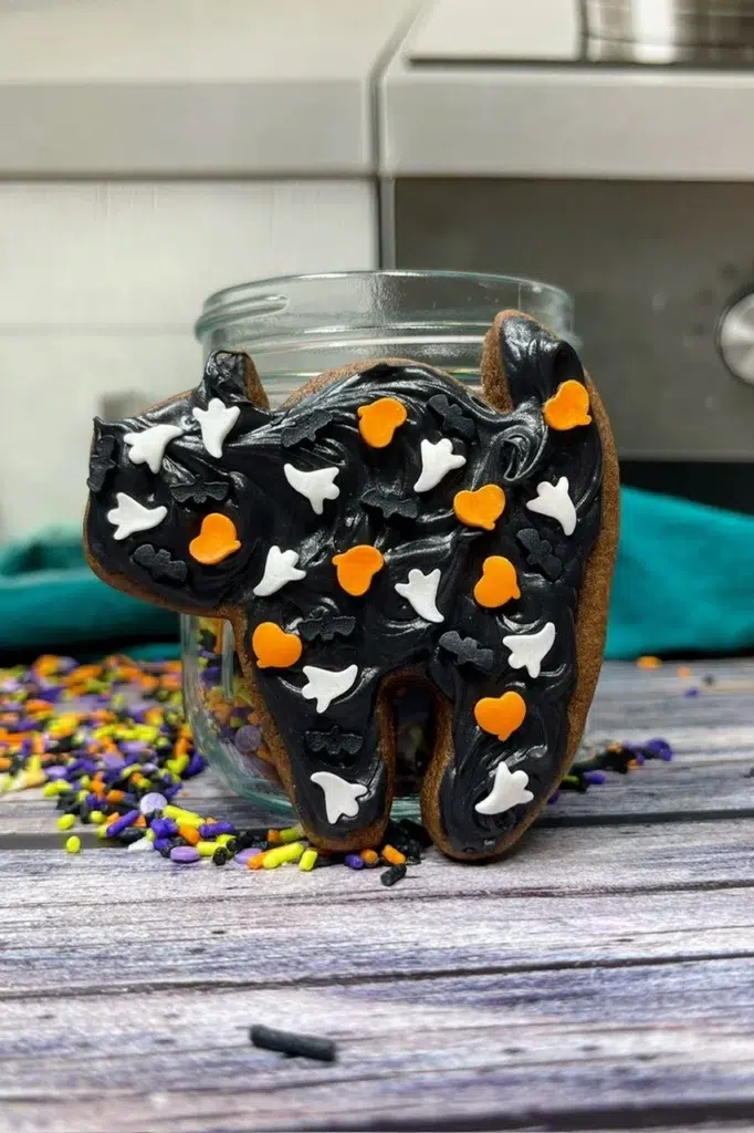 Spooky Cut Out Black Cat Cookies