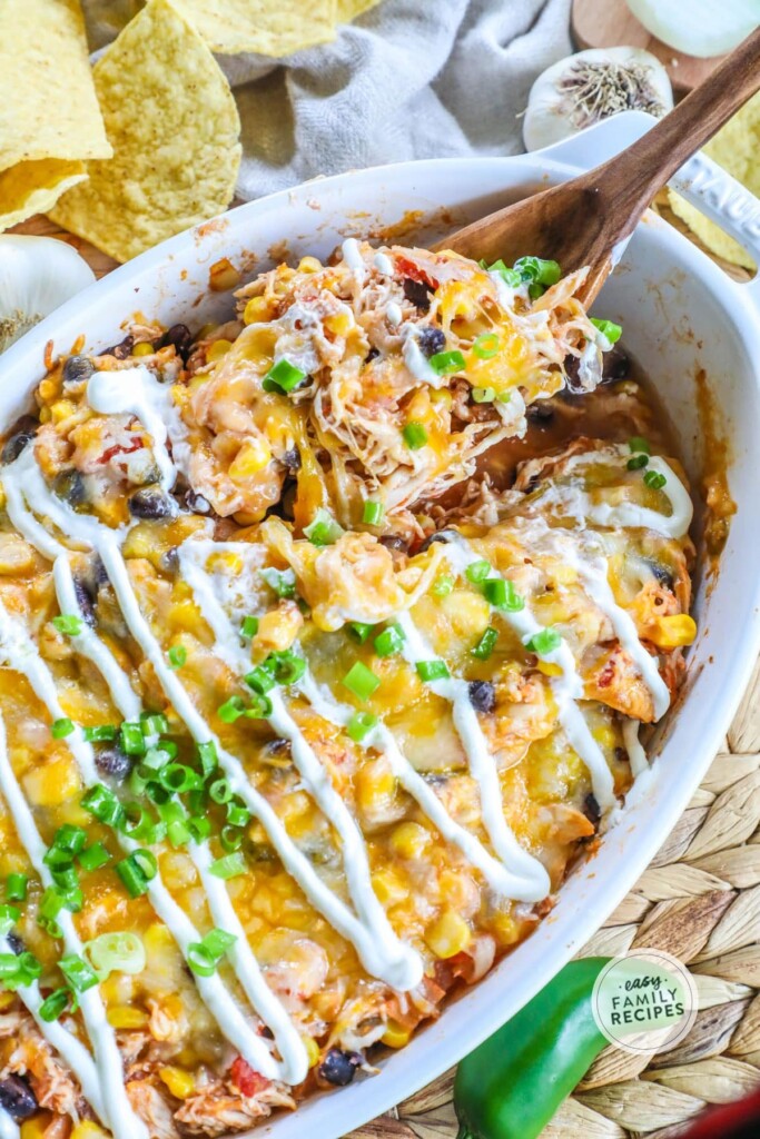 Shredded Mexican Chicken Casserole  