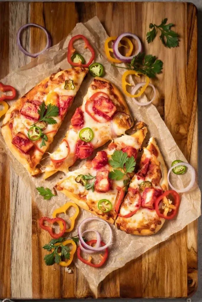 Air Fryer Paneer Tikka Naan Pizza