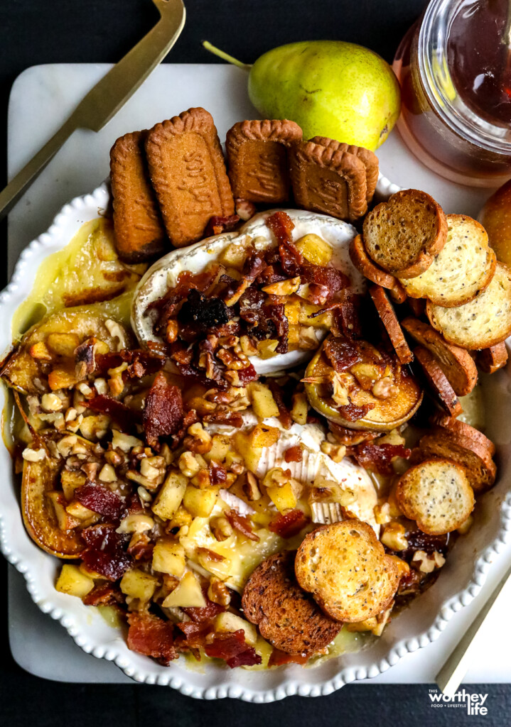 Baked Brie Bacon, Apples & Pears