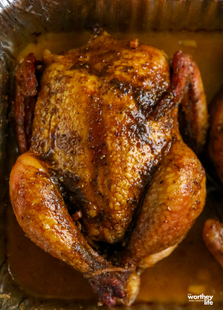 a smoked cornish hen coming out of the Masterbuilt Smoker