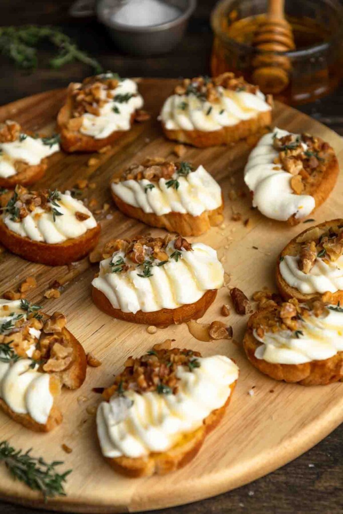 Whipped Ricotta Crostini with Walnuts & Salted Honey