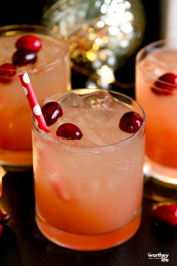 batch servings of a holiday mocktail