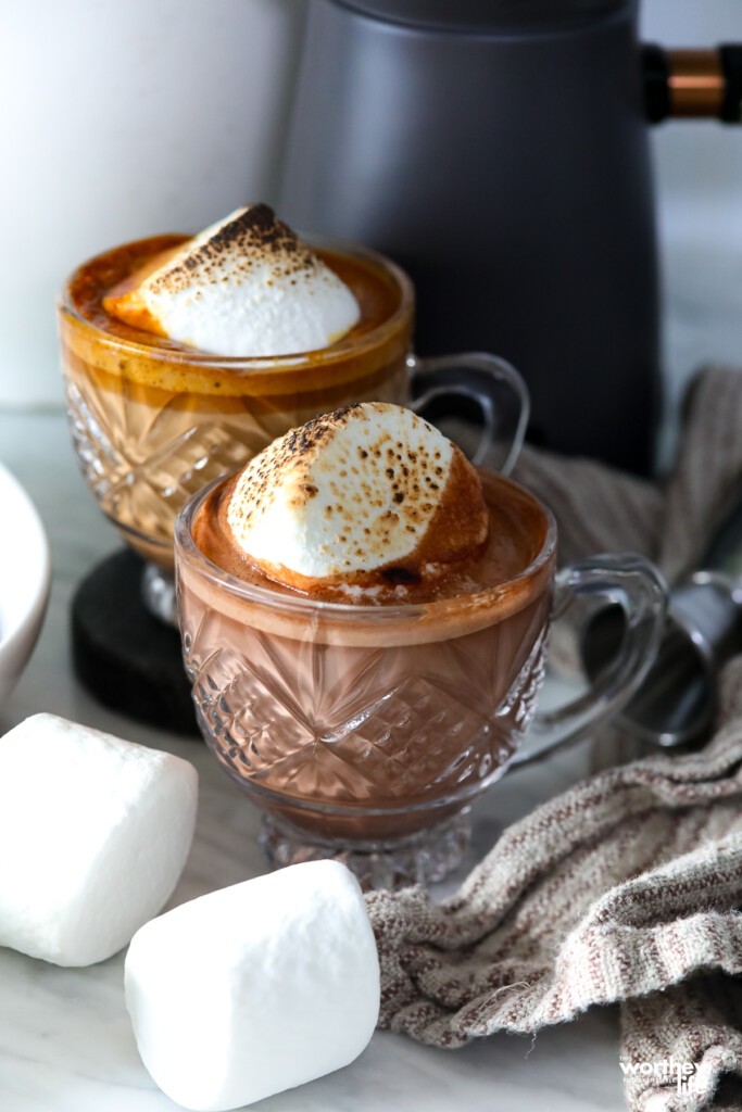 Two servings of gingerbread latte. 