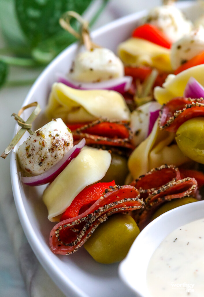 how to make antipasto skewers with tortellini 