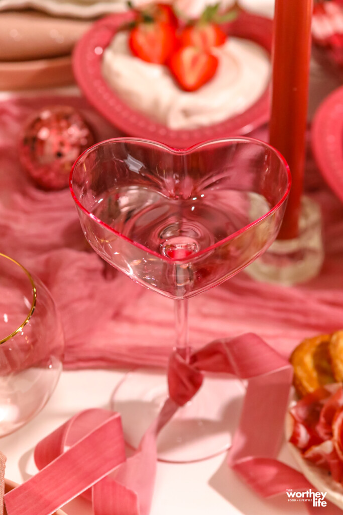 pink heart shaped glassware