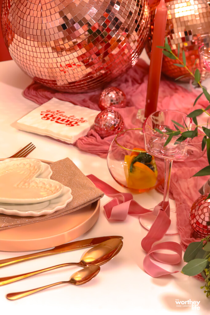 Rose Gold Table Setting for a Galentine's Party