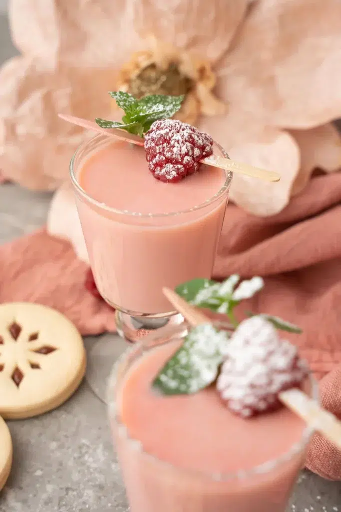 Raspberry Linzer Cookie Shots