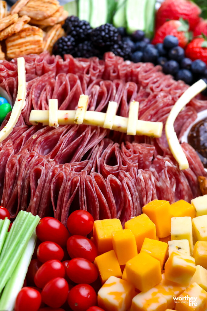 football shaped meat with string cheese