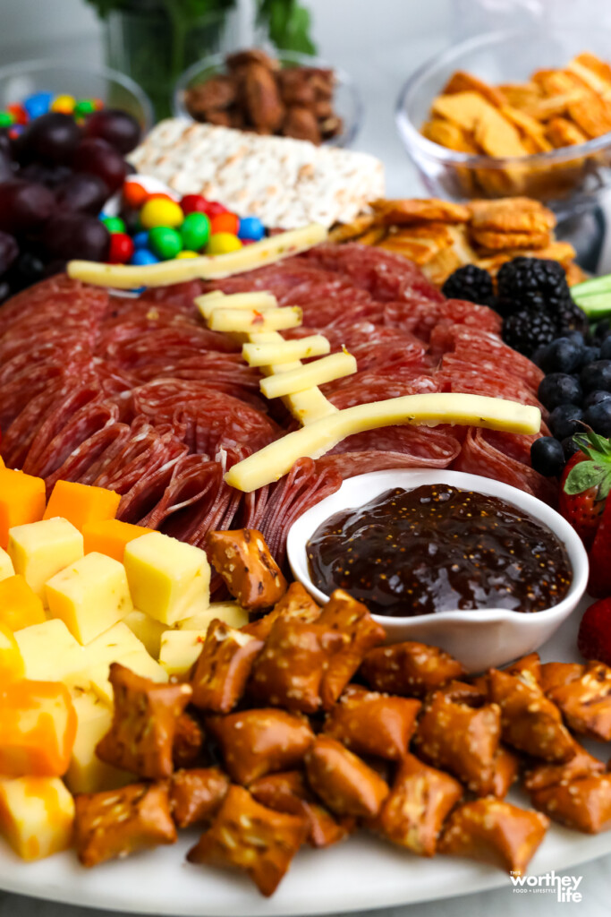 football shaped charcuterie board