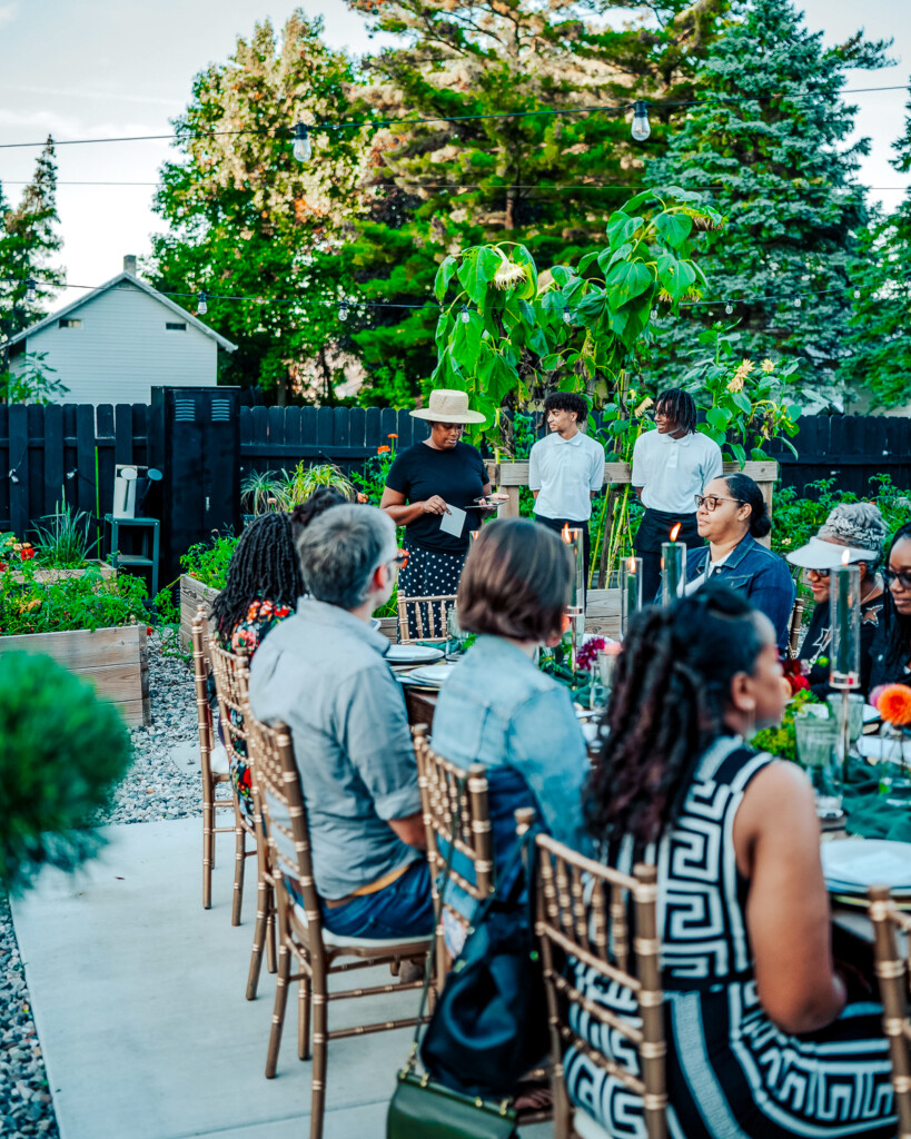 guests at an outdoor dinner party