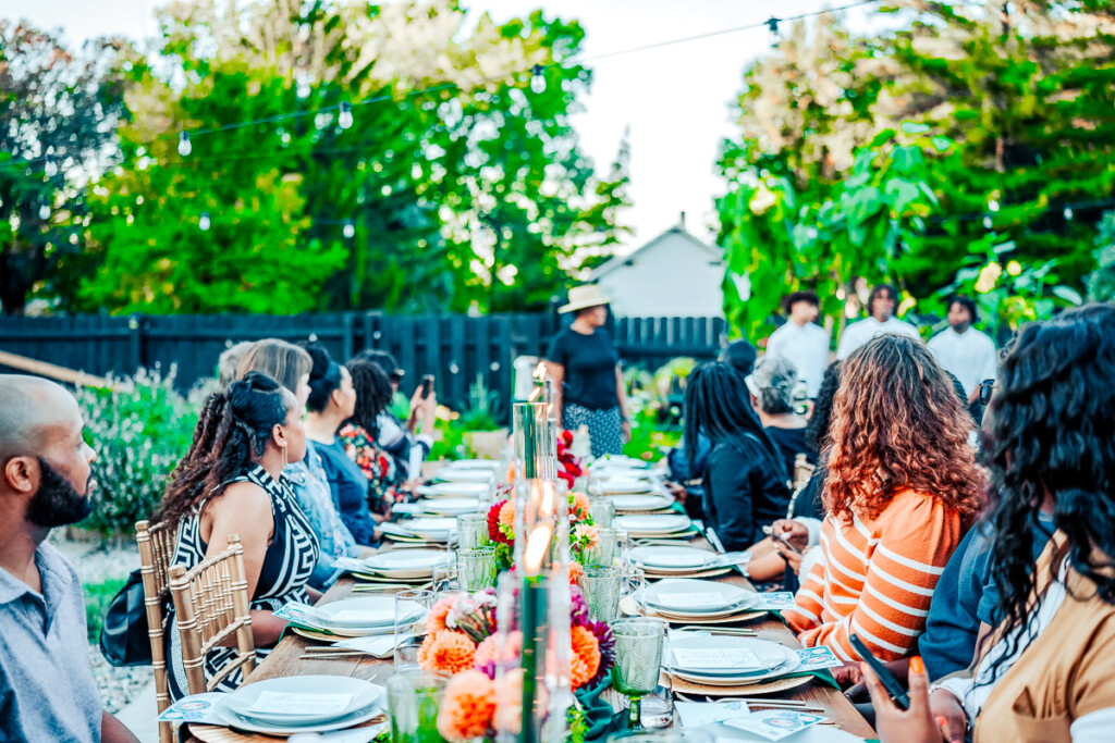 guests at an outdoor dinner party