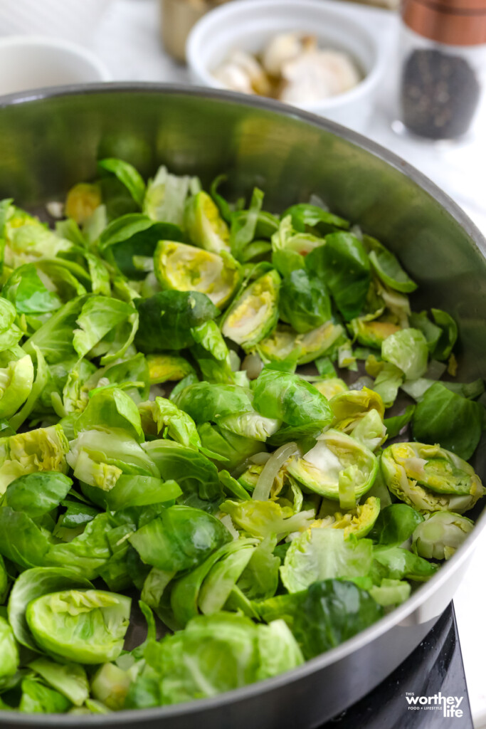 brussels sprouts in a pan