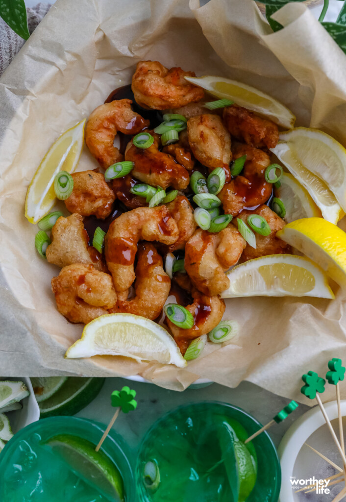 Beer Battered Shrimp with Guinness Glaze