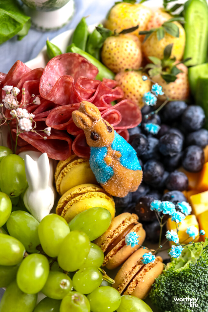 fruit and cheeses mixed with bunny gummies