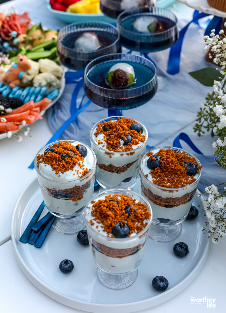 easter dessert on a table with drinks