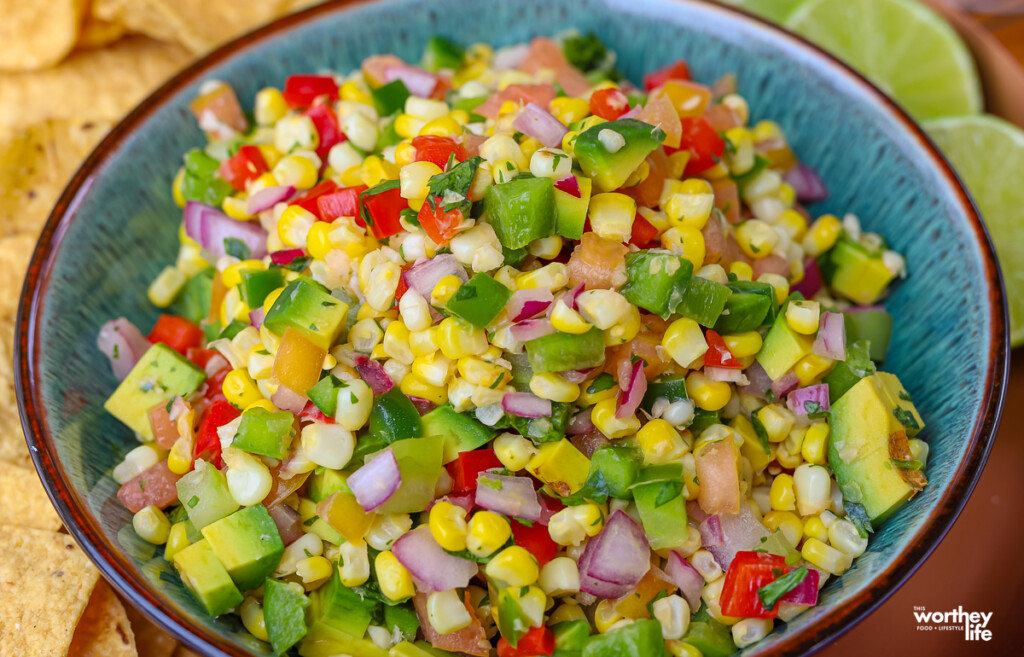 Sweet Corn Pico de Gallo in a bowl