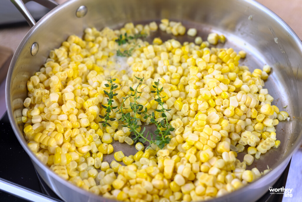 corn sauteed in pan